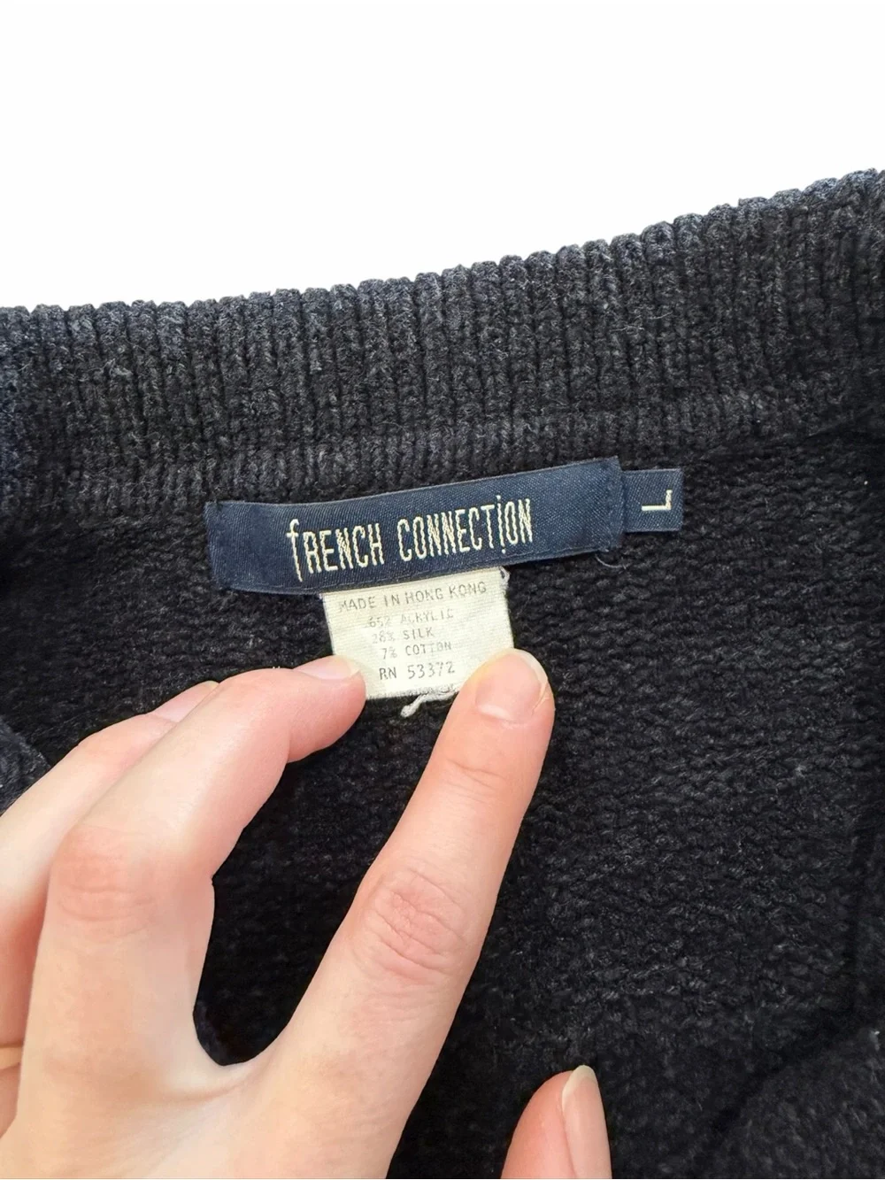 French Connection Black Vintage Button Down Cardigan Sweater L